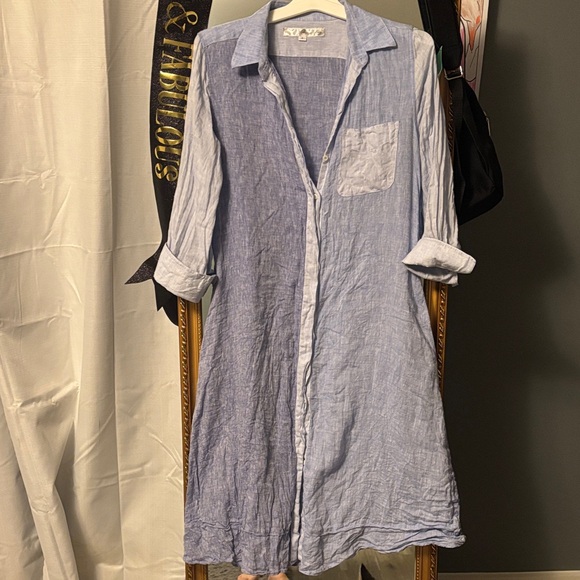 Claridge and King Dresses & Skirts - Claridge and King Blue Linen Midi Dress